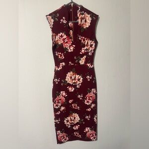 Almost Famous Burgundy Floral Midi Dress